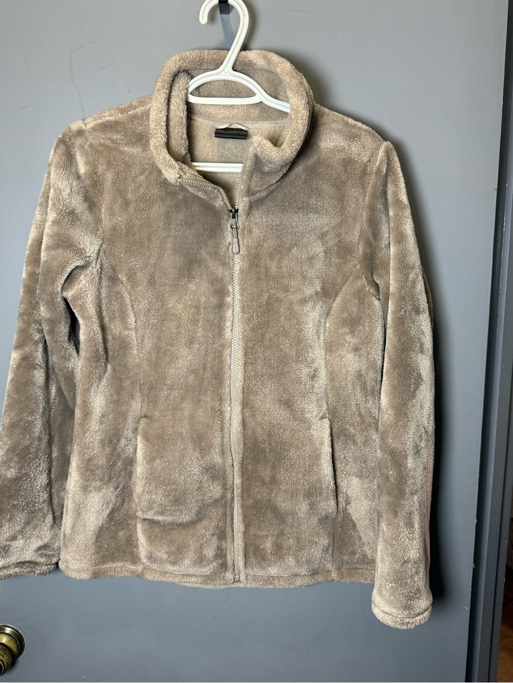 32 Degrees Plush Full-Zip Teddy Jacket - Taupe